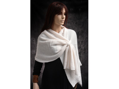 Gebreide omslagdoek met lus, wit