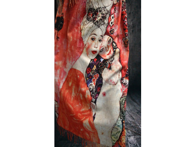 Warme sjaal met schilderij van Klimt; Vriendinnen