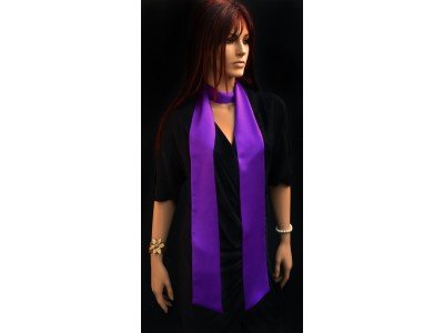 Lange smalle satijn zijden stropdas sjaaltje, paars/violet