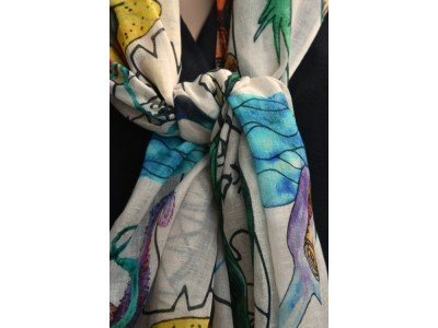 Katoenen sjaal, schateiland, strand