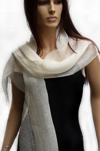 Witte linnen sjaal met franjes