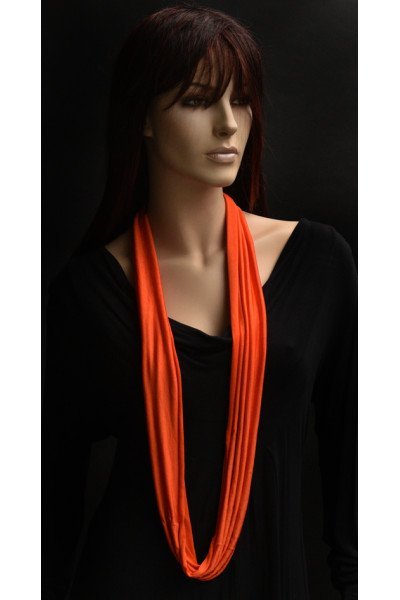 Puur zijden jersey sjaaltje, rond, donker zalm oranje, dikste kwaliteit