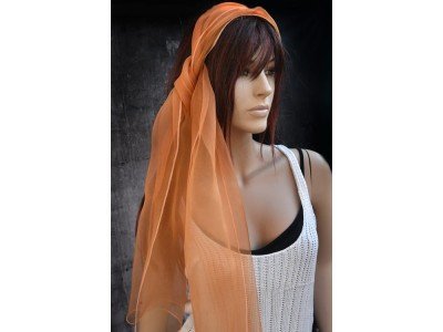 Elegante organza zijden sjaal, warme kleur zalm