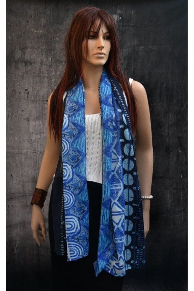 Katoenen sjaaltje, blauw, wit, turquoise