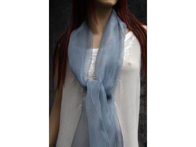 Elegante organza zijden sjaal, chiseled stone, middengrijs