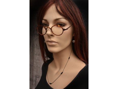 Handmade design brillenkoordje, zwart wit met etnische kralen